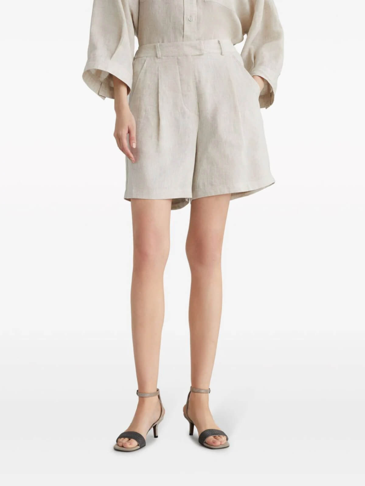 High-Waisted Linen Shorts - Image 3
